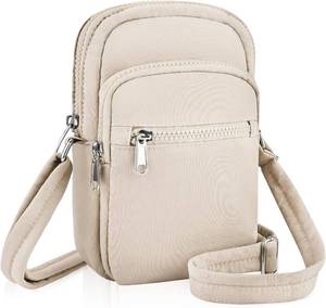 lot 13203 image: Mini Puffy Crossbody Bag for Women, RFID Blocking Cell Phone Purse (Khaki)