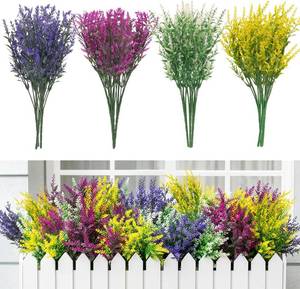 lot 13212 image: CLEANGOR 8 Pcs Artificial Lavender Flowers, UV-Resistant Plants, 4 Colors