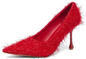 lot 13217 image: NEWBELLA Womens Faux Fur Stiletto Pumps Slip-On High Heels Dress Shoes size 7