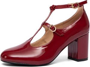lot 13219 image: NEWBELLA Mary Jane Pumps for Women, Chunky Block Heel, Square-Toe Shoes 8