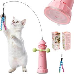 lot 13222 image: Interactive Cat Toy with Strong Suction Cup, Extra Yarn, (Cherry Pink)