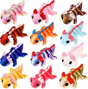lot 13227 image: Honoson 12 Pcs 3D Printed Axolotl Fidget Animals 5-7cm  Articulated Figures