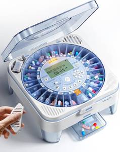 lot 13307 image: 28-Day Automatic Pill Dispenser with Alarm, No App  Sound & Light Alerts