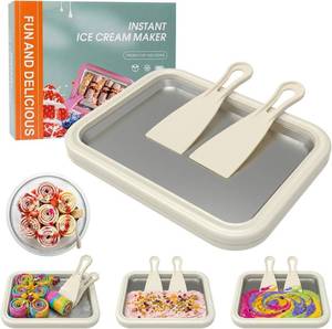 lot 13312 image: 10.3 Ice Cream Roller Maker Pan with Instant Cold Plate & 2 Scrapers