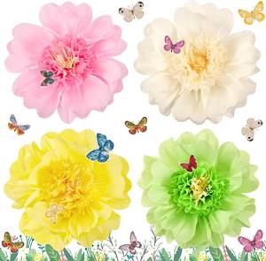 lot 13348 image: SUNBEAUTY 4 Pcs Pastel Paper Flower Decorations, 3D Butterflies & Stickers
