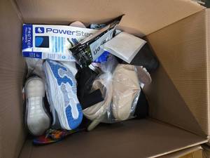 lot 18837 image: Pallet Lot Including Assorted Sizes of Shoes, Compact Steam Mops, Computer Accessories and More