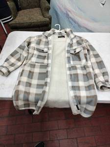 lot 63703 image: Dollhouse Plaid Grey and Cream Sherpa Lined Jacket
