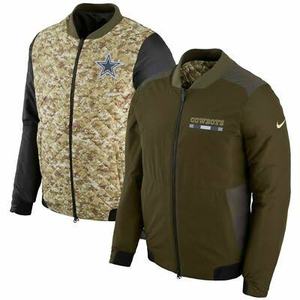 lot 63701 image: Nike Dallas Cowboys NFL Salute to Service reversible bomber jacket