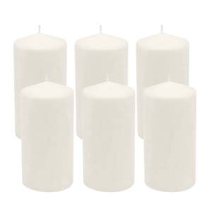 lot 61030 image: Stonebriar Collection Unscented White Pillar Candle  6-Pack  3  x 6   65-Hour Burn Time