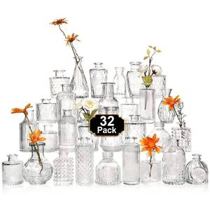 lot 61057 image: Arme Glass Bud Vase Set of 32 Pcs��Small Glass Vases for Flowers��Clear Bud Vases in Bulk��Vintage Vases for Centerpieces��Small Glass Bud Vase for Rustic Wedding Decorations��Home Table Flower D�cor