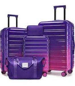 4 Pc Uhh Brand Luggage Set - Purple Red