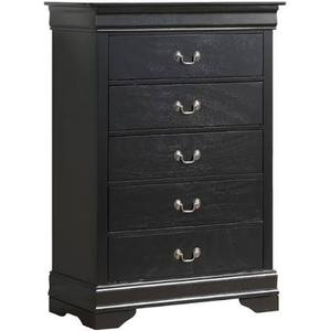 lot 61015 image: Glory Furniture Louis Phillipe 5-Drawers Bedroom Chest in Black