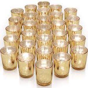 lot 61023 image: Letine mercury glass votive candle holders - 18 Ct