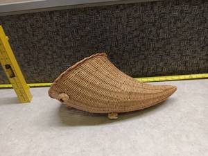 lot 156 image: Woven Wicker Cornucopia-Shaped Basket