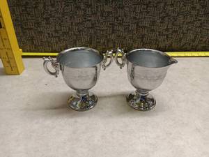lot 165 image: Silver Plated Pedestal Cups with Handles - Pair
