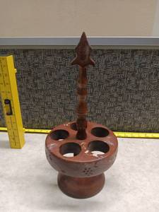 lot 180 image: Wooden Candlestick Holder with Four Candle Cups