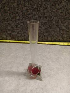 lot 107 image: Acrylic Encased Red Rose Cylinder Vase with Square Base