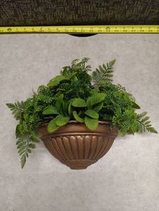 lot 86 image: Wall-Mount Hanging Planter Bowl with Fern and Mixed Foliage Plants