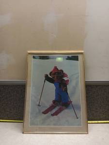 lot 228 image: Framed Ski Print Fred Enjoys Afternoon On Slopes