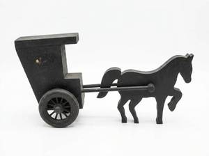 lot 273 image: Cast Iron Horse-Drawn Carriage Cart Figurine