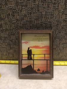 lot 274 image: Wallace Berrie & Co. Framed Sunset Couple Silhouette Wall Art