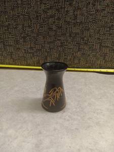 lot 298 image: Black Ceramic Vase with Gold Branch Design