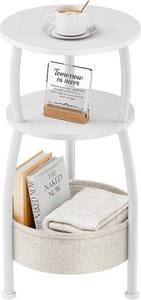 lot 152250 image: Small Round Side Table for Living Room with Storage Basket, 11.81in