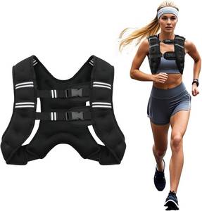 lot 251690 image: Poudee Weighted Vest, 6lb8lb10lb12lb16lb20lb25lb30lb Weight Vest for Men Women, Body Weight Vests Adjustable with Reflective Stripe for Strength Training, Running, Workout, Jogging, Walking