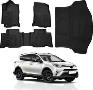 lot 251710 image: Floor Mats & Cargo Liner Set Fit for Toyota RAV4 2013-2018 (Not for Hybrid or Prime), All-Weather Protection Heavy Duty Anti-Slip TPE Floor Liners & Trunk Mat for 2013-2018 RAV4 Black