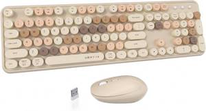 lot 251713 image: UBOTIE Colorful Wireless Keyboard and Mouse Combo (Milk Tea-Colorful)