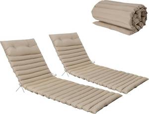 lot 251716 image: Only choice 2 Pieces Set Patio 72.83   23.62  IndoorOutdoor Chaise Lounge Chair Cushion Replacement Funiture Seat Cushion (Khaki)