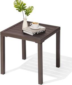 lot 251718 image: Outdoor Metal Side Table, Patio Small Square End Table, Brown