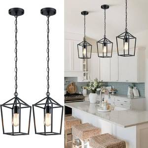 lot 251719 image: Sheetea 2 Pack Pendant Lights Kitchen Island, Modern Black Light Fixtures