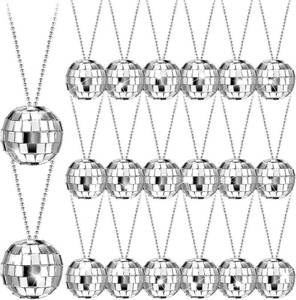 lot 351857 image: Sureio 20 Pcs Disco Ball Necklaces 1.97 Inch Silver 70s Party Favors