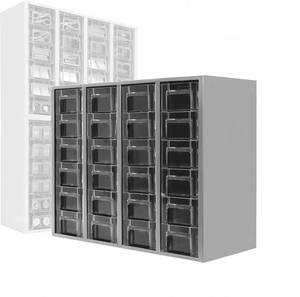 lot 351858 image: 24-Drawer Heavy Duty Metal Parts Cabinet   Bolt and Nut Organizer with Clear PS Drawers, Hardware Storage Cabinet for Workshop Garage or Office, Bolt Bin, Stackable Design, No Assemble