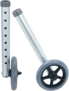 lot 351859 image: 2Pack Universal 5 Walker Wheels Replacement - Height Adjustable Front Walker Wheels with Anti-Slip PU Tires, Aluminum Alloy Tube, Compatible with Most Walker - Walker Accessories & Replacement Parts
