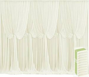 lot 351862 image: Retails for $126 10 Panels Ivory Backdrop Curtains for Wedding Party Wrinkle Free Backdrops Curtain Drapes Fabric Decorations Photo Back Drop Cloth for Baby Shower Photography Stage Reception 50ft(W) x 12ft(H)