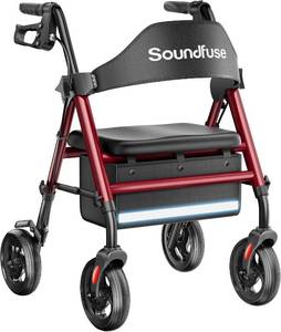 lot 351872 image: Rollator Walkers with Seat for Seniors, Foldable 8 Big Wheels All Terrain Rolling Walker, Handles and Ergonomic Seat Height Adjustable, 350lb Weight Capacity
