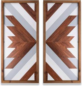 lot 351876 image: 20.9X9.8 2pcs Wooden Western Boho Bathroom Aztec Wall Decor