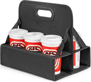 lot 351877 image: Portable Drink Carrier with Handle, 6 Cup Reusable Drink Carrier for Delivery,Foldable Cup Coffee Carrier, Cocktails, Wine, Safely Secures Hot and Cold Beverages