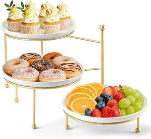 lot 351882 image: Tiered Serving Tray for Party, 10 Inch Dessert Display Stand, Gold