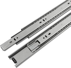 lot 452227 image: Retails for $454 Hickory Hardware Heavy Duty Steel Drawer Slide Self Close Side Mount Ball Bearing with Cadmium Finishing - Full Extension Close Metal Drawer Slides - 3-Section 100 LB Capacity - 10 Pack