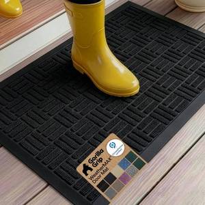 lot 452228 image: GORILLA GRIP WeatherMAX Door Mat, Indoor Outdoor Use, 35x23, Black Maze