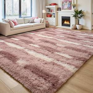 lot 452236 image: 4x6 Fluffy Pink Area Rug Striped