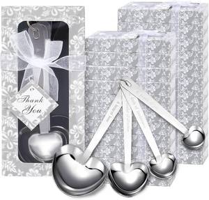 lot 452241 image: 50 Set Heart Measuring Spoons Bulk,Silver Wedding Bridal Shower Party Favor