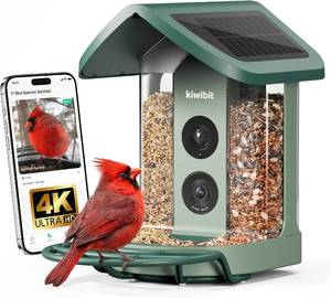 lot 452256 image: Retails for $270 Kiwibit Solar Smart Bird Feeder with Camera, 4K HDR Live Video, AI Bird ID