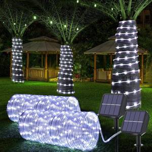 lot 452264 image: Solar Rope Lights, 2 Packs Total 132ft 400LED Solar String Lights, 8 Modes