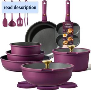 lot 152239 image: Retails for $160 CAROTE 21pcs Pots and Pans Set Non Stick, Detachable Handle Cookware Sets