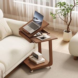 lot 161581 image: Retails for $170 Solid Wood C Shaped End Table for Couch,Oak Couch Desk