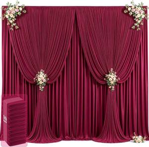 lot 161582 image: Retails for $125 50ft x 12ft Burgundy Backdrop Curtains Wrinkle Free Backdrop Curtain for Wedding Parties Maroon Fabric Backdrops Drapes Back Drop Cloth Bridal Shower Stage Curtains Wedding Decorations for Reception